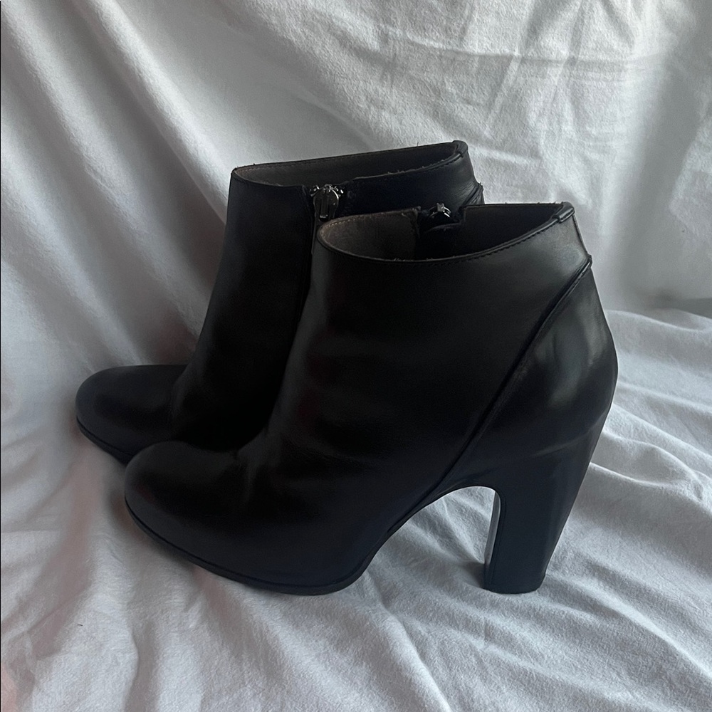I.N.K Italian Leather Black Heeled Ankle Boots